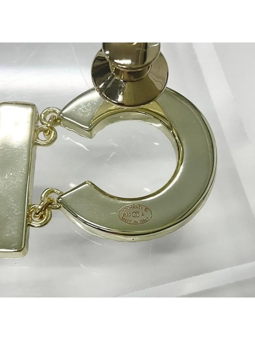 Chanel Pin Brooch Logo Gold Black